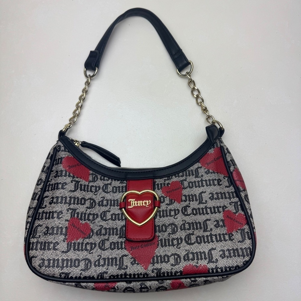 VTG Vibe Juicy Couture Heart Monogram Shoulder Bag Goth Y2K 90s Grunge McBling